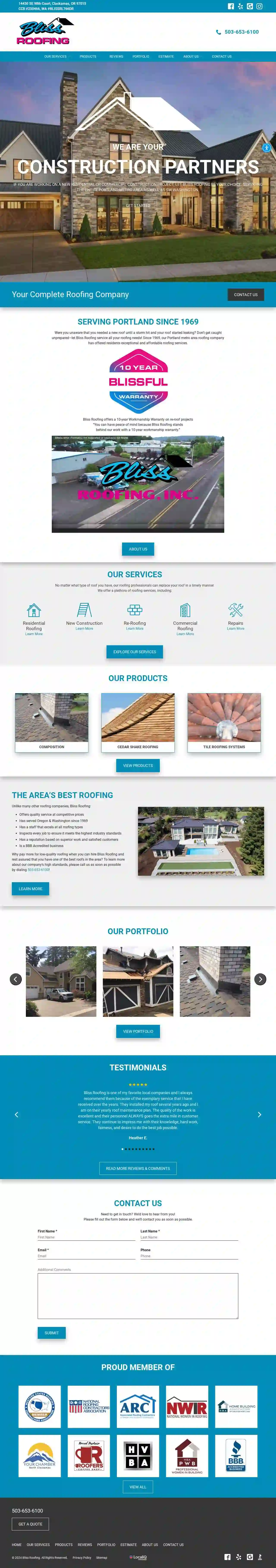 Bliss Roofing, Inc.