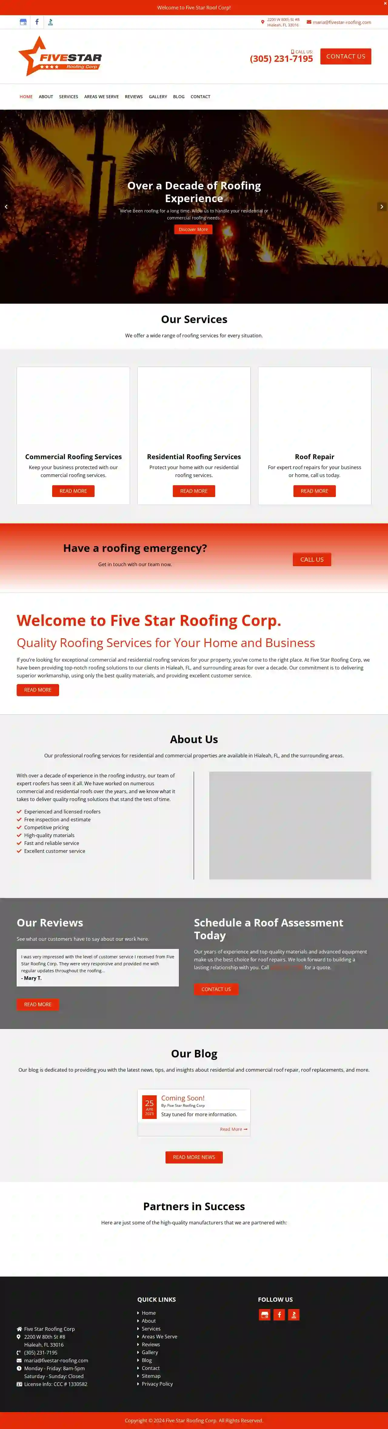 Five Star Roofing Corp.