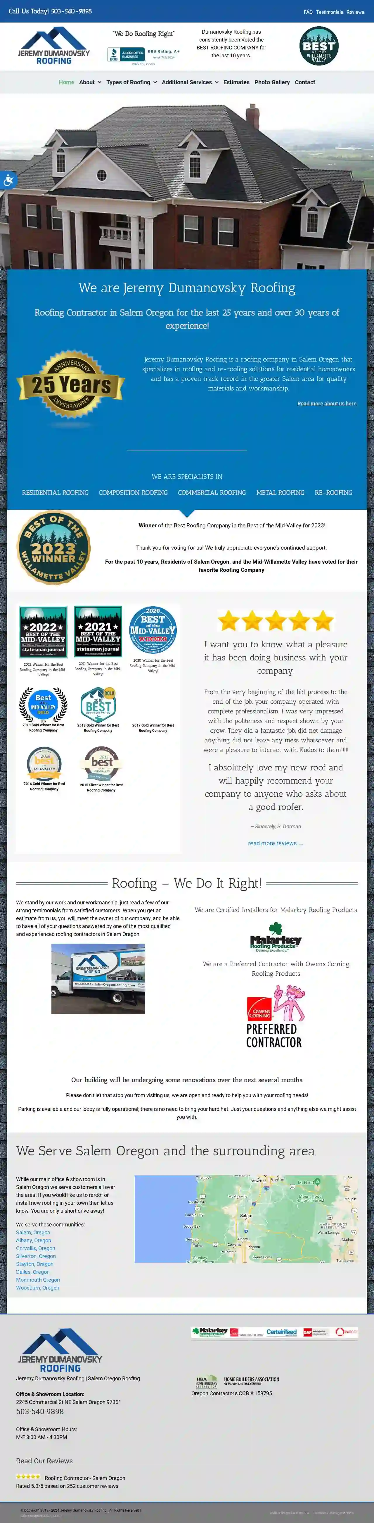 Jeremy Dumanovsky Roofing / Salem Oregon Roofing