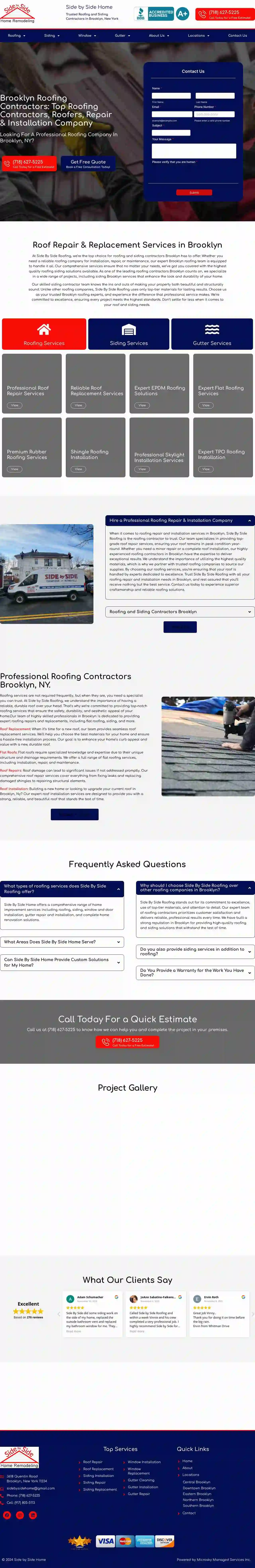 Side by Side Roofing & Siding Contractors Brooklyn