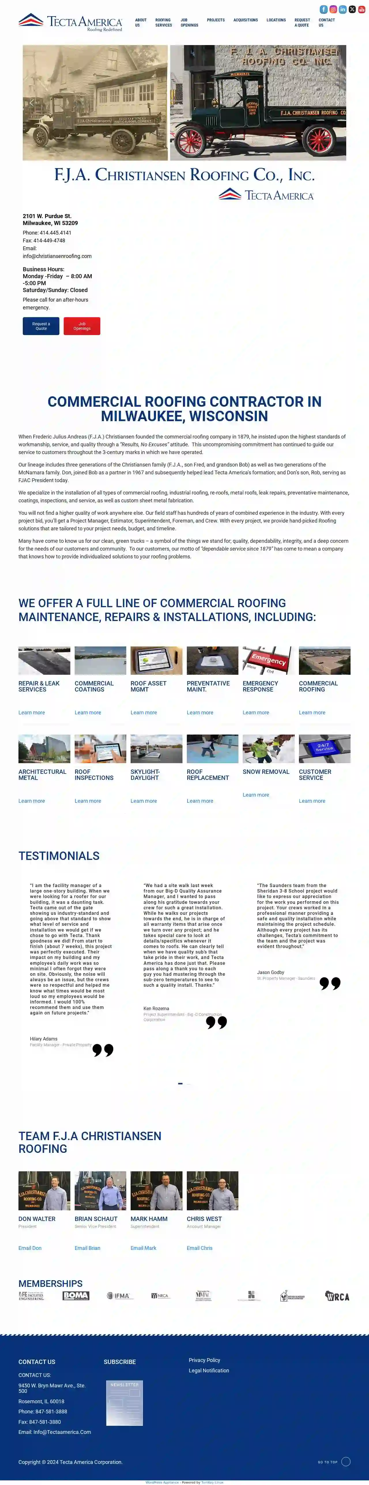 F.J.A. Christiansen, A Tecta America Commercial Roofing Company